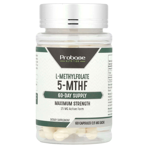 Probase Nutrition, L-метилфолат 5-МТГФ, 15 мг, 60 капсул