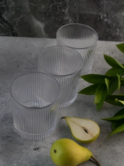 Набор ребристых бокалов для виски, 350 мл. 6 шт. Прозрачные