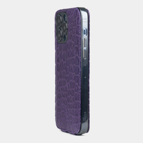 Чехол для iPhone 14 Pro Max из кожи аллигатора, фиолетового цвета