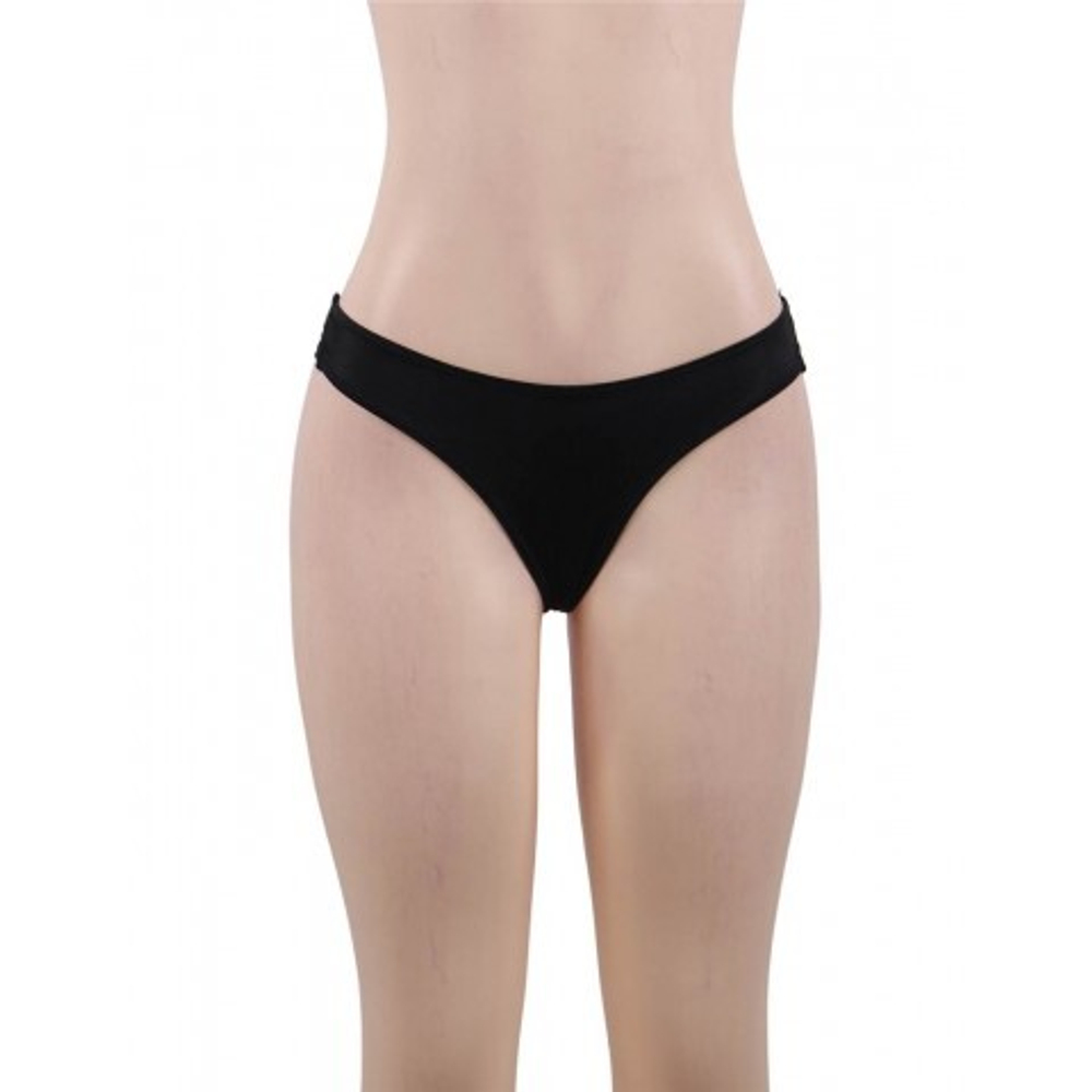 Трусики-танга женские с цветочным принтом, черные, XL-2XL