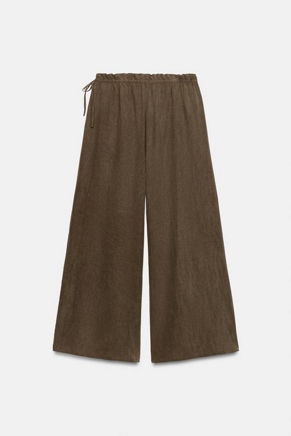 ZARA БРЮКИ ПАЛАЦЦО С ЗАВЯЗКАМИ, ТЕМНО-КОРИЧНЕВЫЙ