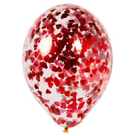 Прозрачные шары с "Конфетти - сердца" 35 см