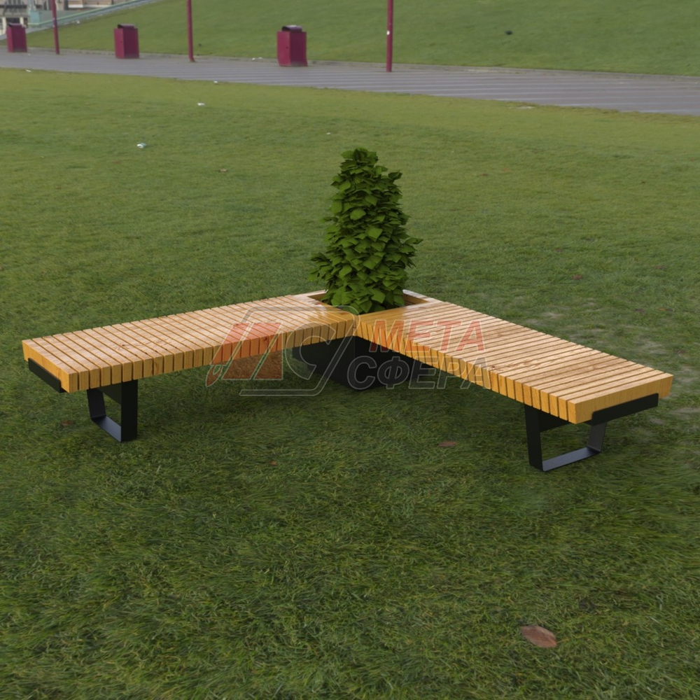 Лавка Rail Road 02 угловая с вазоном