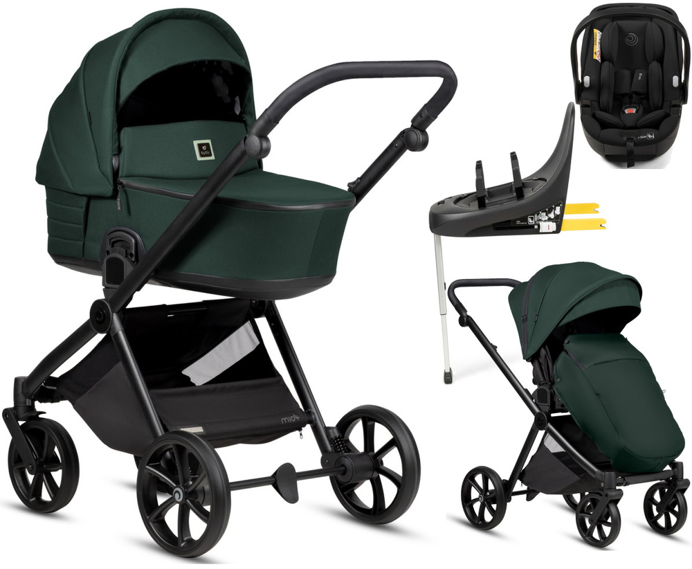 Детская коляска Tutis Mio 3 Plus Essential New 4 в 1 с автокреслом Beno Black и базой 1622240 Pacific Green