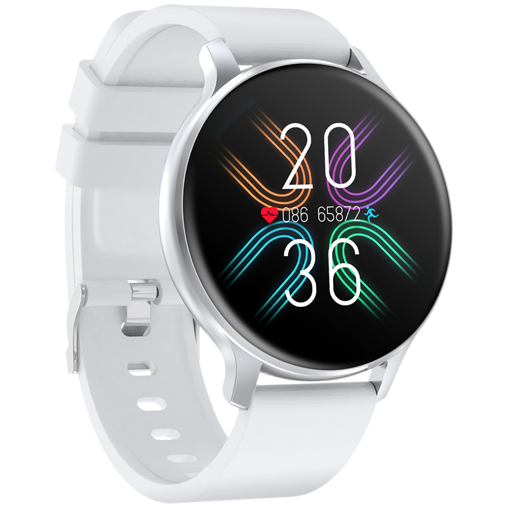 CANYON Badian SW-68, Smartwatch, Realtek 8762CK, 1.28''TFT 240x240px; RAM : 160KB,  Lithium-ion polymer battery, 3.7V 190mAh Include, Silver Zinc alloy middle frame + plastic bottom case+ white Silicone strap + silver strap buckle, 44.9x 10.9mm, strap: 20x220mm, 50.64g