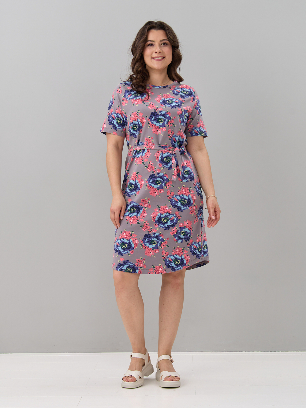 Платье Пкл-137/серый-голубойпион