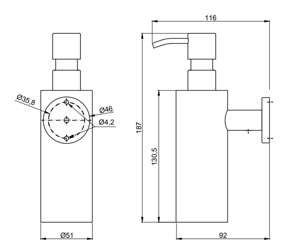 Диспенсер для мыла с кнопкой 255 мл. нерж. сталь INOX 03047.S матовый