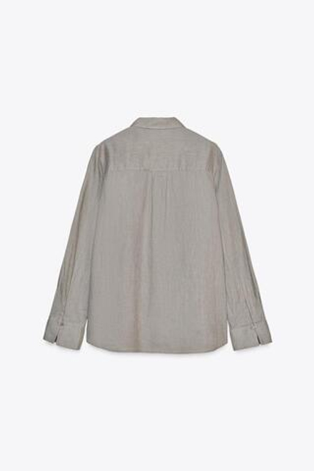 ZARA РУБАШКА ИЗ 100% ЛЬНА — ZW COLLECTION, СВЕТЛО-СЕРЫЙ