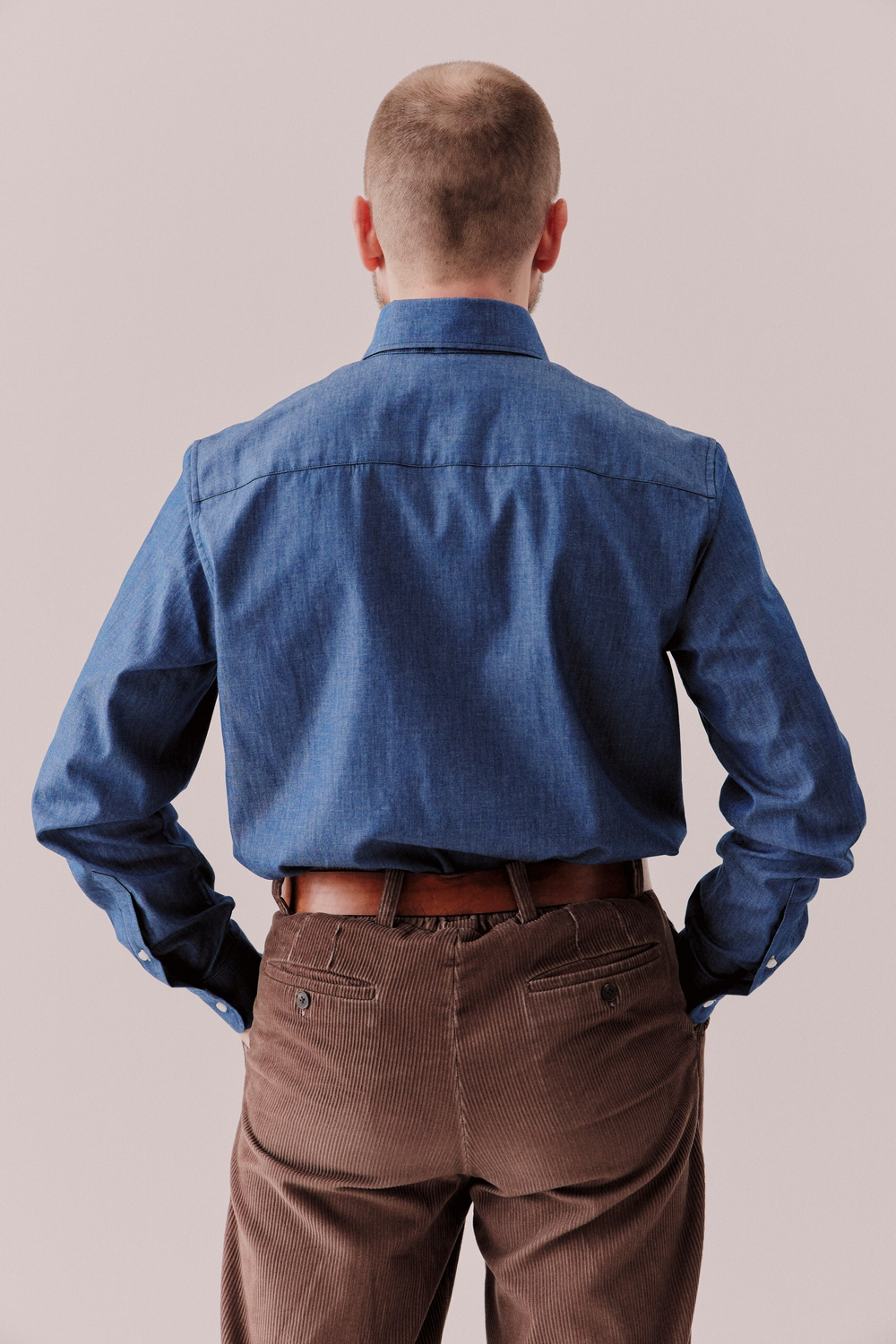 Рубашка button-down из денима синяя