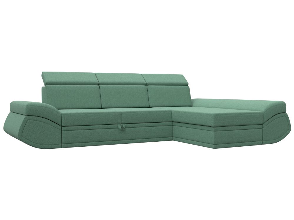 Диван угловой Лига-032 правый угол, Амур 11 зеленый, Рогожка, 125992