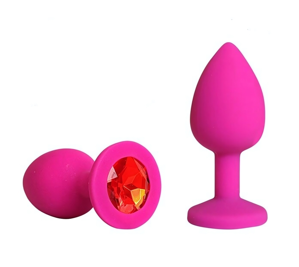 Анальная втулка фуксия с кристаллом Large красный 9,5 см