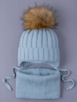 Шапка зимняя детская с помпоном и снуд