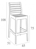 Стул пластиковый барный Siesta Contract Ares Bar 75, темно-серый