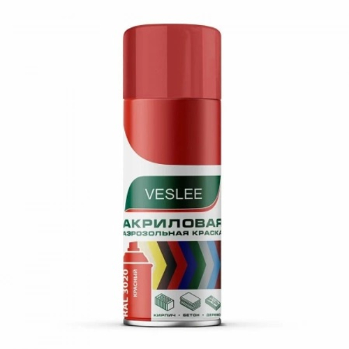 Краска-спрей акриловая глянцевая красная Veslee RAL3020 (520 мл)