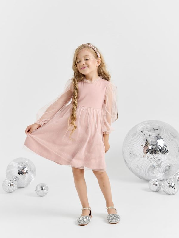 Платье с длинным рукавом и юбкой из фатина 