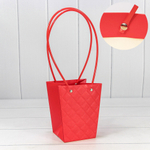 Пакет подарочный 15.5х13х9.5см Ваза для цветов "Ромбы" (Красный)