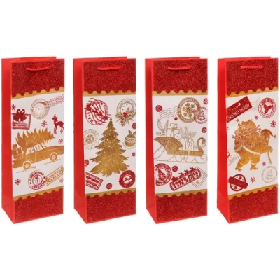 Пакет под бутылку «Новогодняя посылка» 36*12,5*8,5 см