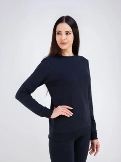 Свитшот без начеса и капюшона однотонный стильный, хлопок