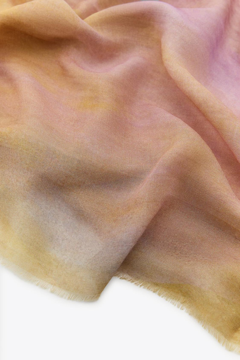 ZARA ШАРФ ИЗ МОДАЛА С ПРИНТОМ TIE DYE, РОЗОВЫЙ