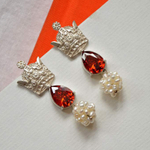 Серебряные серьги с цирконом и жемчугом Arte Taydokht 20220487 Иран