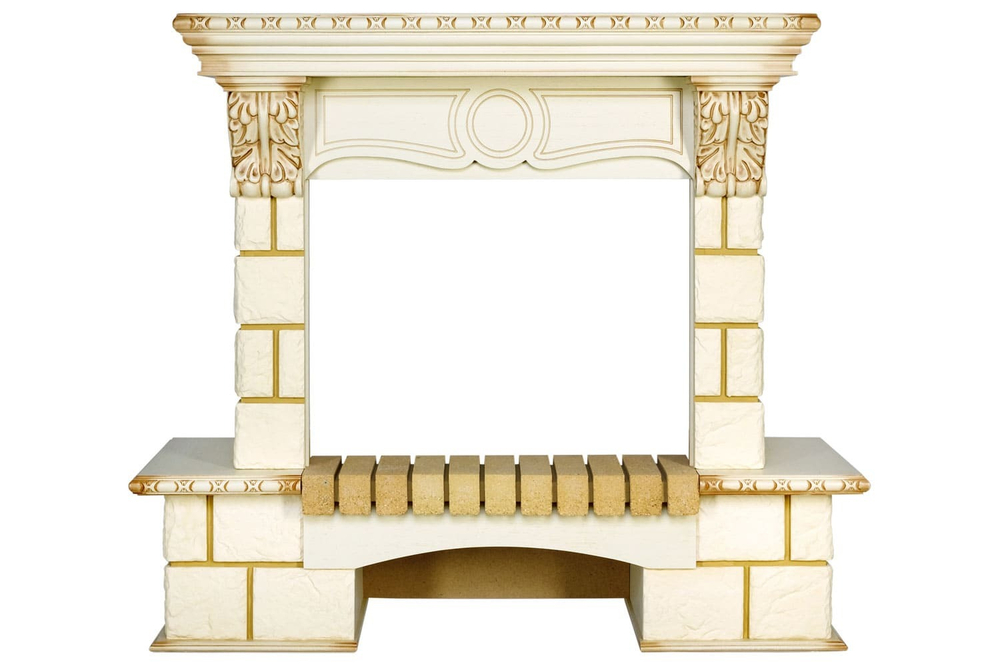 Портал Royal Flame Pierre Luxe - Шампань / Слоновая кость с патиной