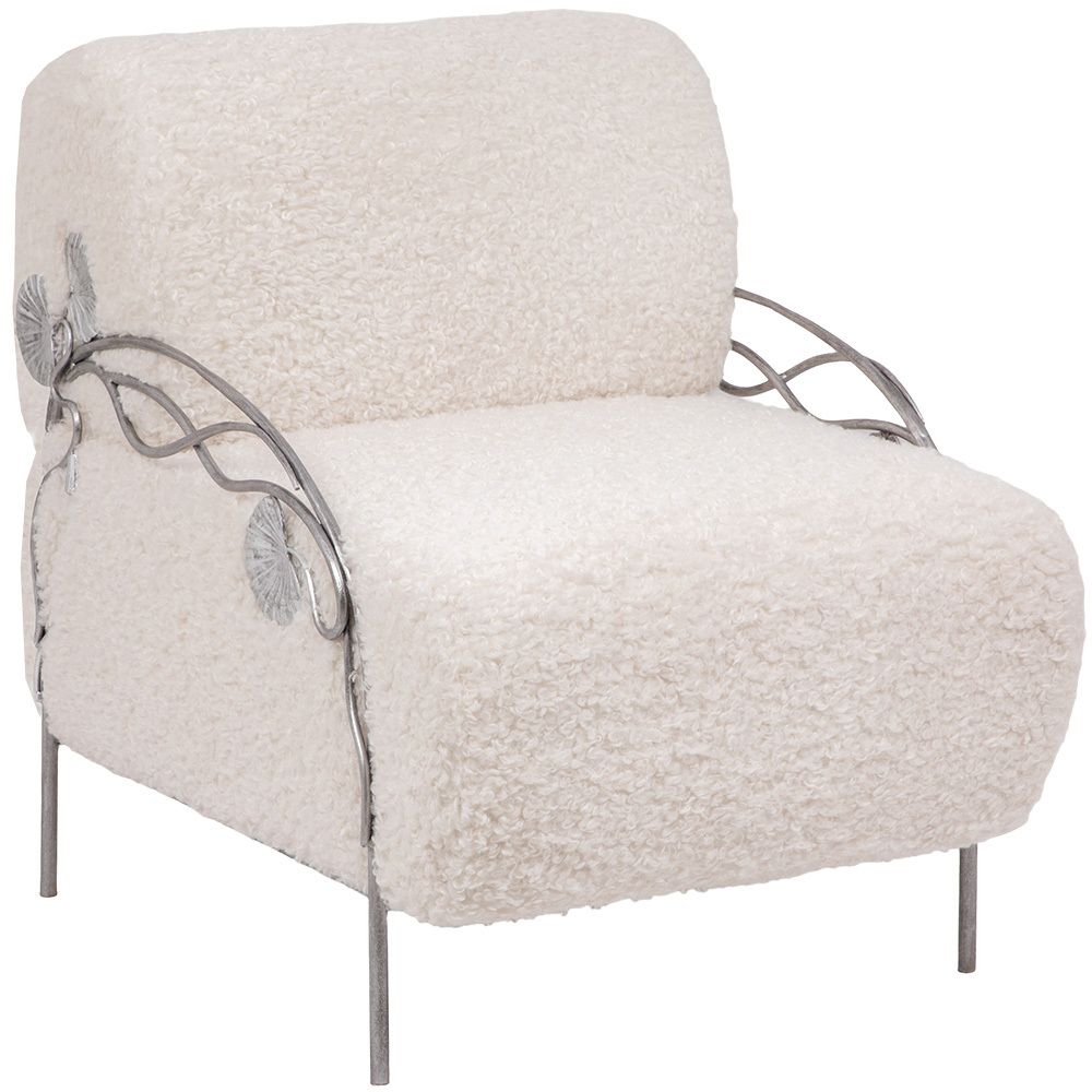 Кресло Нимфея Молоко Античное серебро