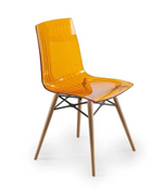 Стул прозрачный Papatya X-Treme-S Wox Beech Wood, натуральный, оранжевый