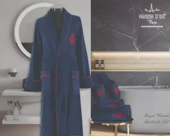 Мужской халат в наборе тапочки и полотенца ROYAL - РОЯЛ