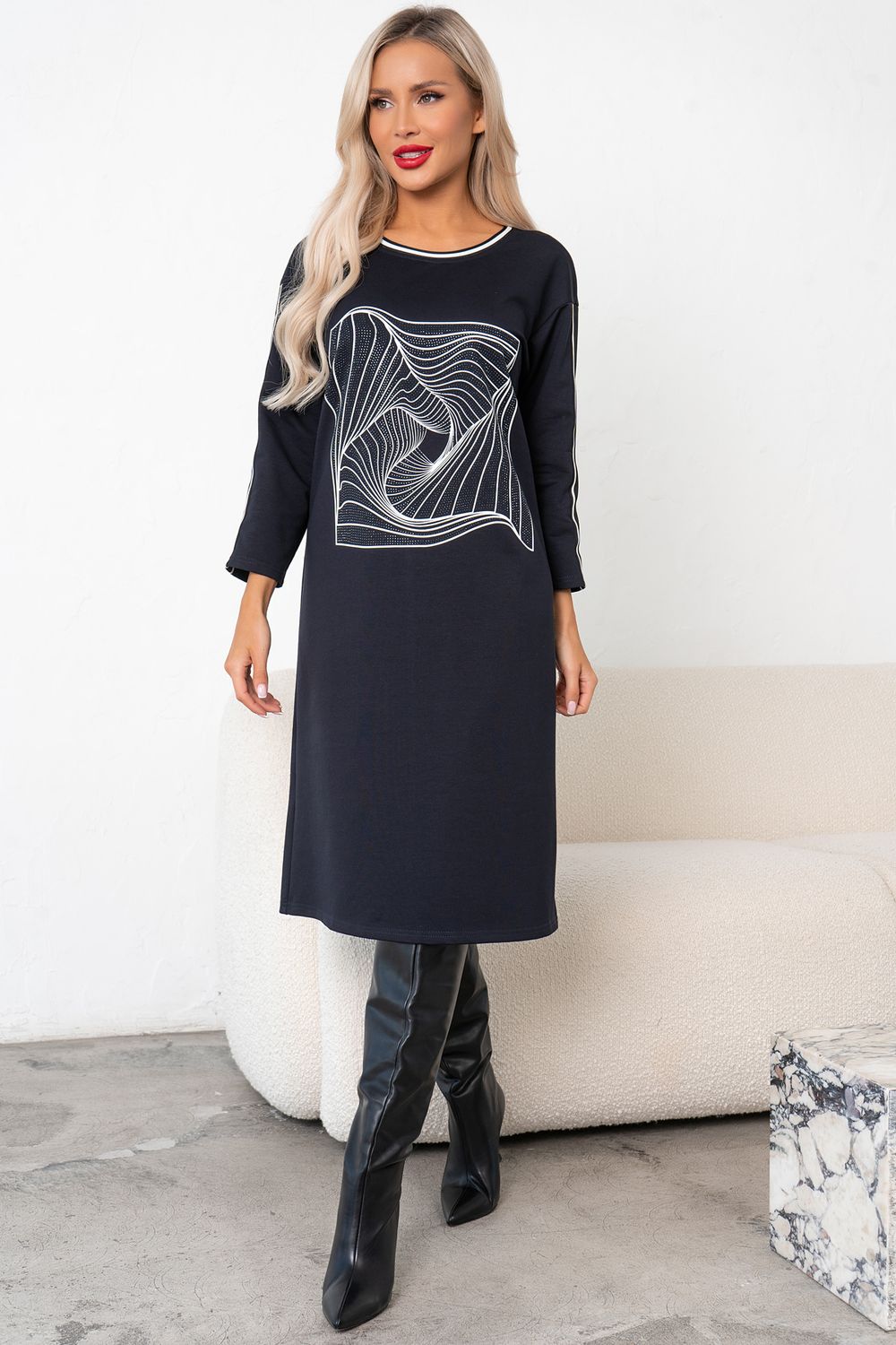 Платье в стиле Спорт-шик (синий)-46р-р Р11-1228/2 Nikol