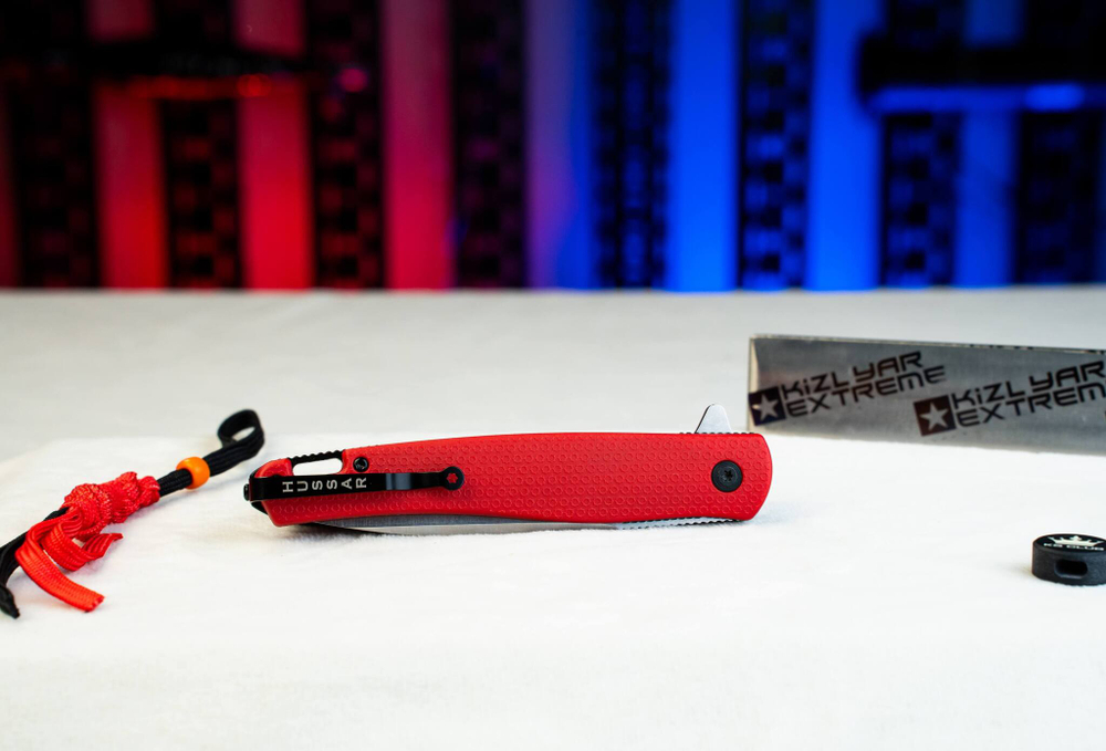 Нож складной Kizlyar Supreme HUSSAR VG-10 (Cryo) SW G10-RH (Stonewash, G10 Red Handle)