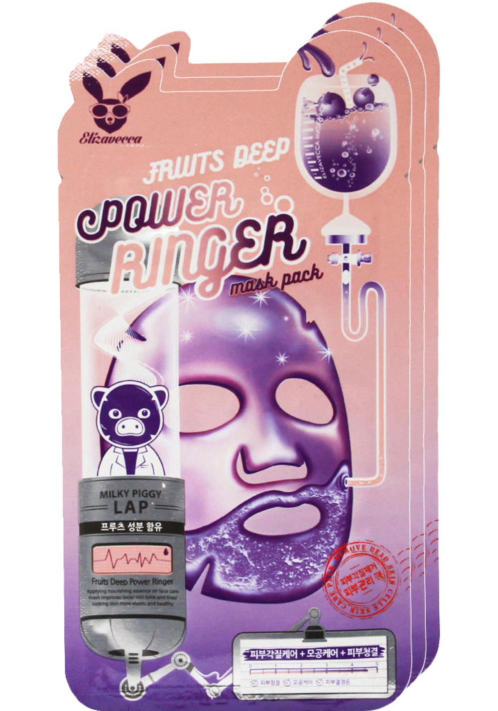 Тканевая питательная маска с экстрактами фруктов Elizavecca Fruits Deep Power Ringer Mask Pack, 23 мл.