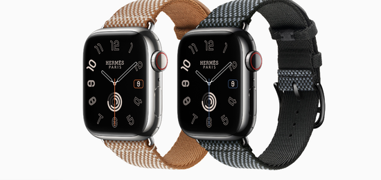 Apple Watch Hermès 41mm Silver Stainless Steel Case with Gold/Ecru Toile H Single Tour