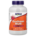 NOW Foods, Мультивитамины EcoGreen, без железа, 180 растительных капсул