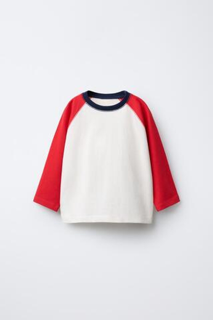 ZARA ФУТБОЛКА С РУКАВАМИ РЕГЛАН, КРАСНЫЙ