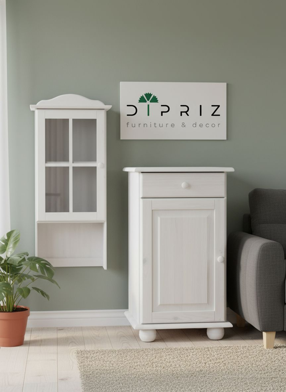 Тумба, 48х39х81, Лена, для кухни и ванной, с ящиком (нижняя часть буфета Лена), белый, Dipriz