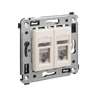 Компьютерная розетка RJ-45 в стену, кат.6 двойнаяэкранированная,"Avanti", "Ванильная дымка"