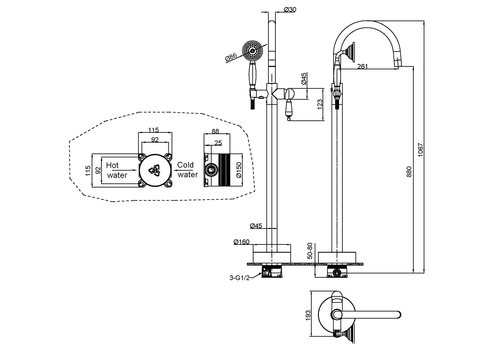 Boheme Смеситель напольный MEDICI