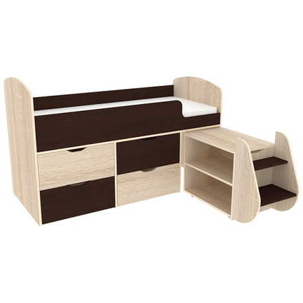 Кровать-чердак КарИВи Малыш 7 Дуб Сонома Венге