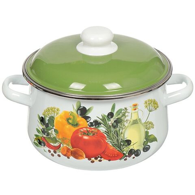 Кастрюля сталь, эмал, 4 л, с крыш, СтальЭмаль, Европейская кухня белоснежная, 1с46я, индукц