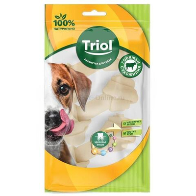 Косточки жевательные узловые белые, 10см (уп.3шт.), серия DENTAL, Triol