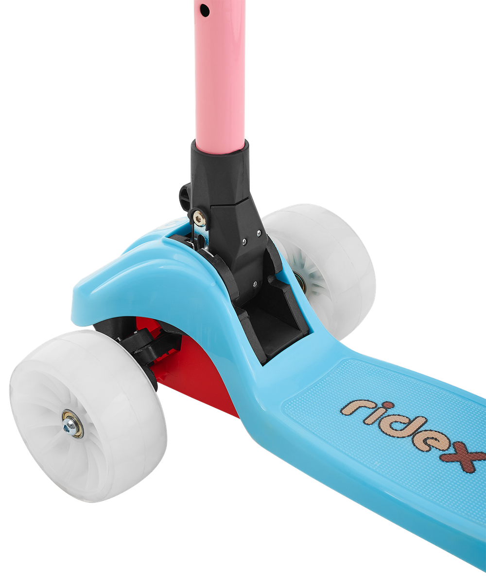 Самокат детский 3-х колесный RIDEX Juicy R, 120/80 мм, голубой/розовый