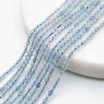 Аквамарин граненый бусины, диаметр около 2,2 мм, цена за нить 38 см