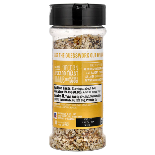 McCormick, универсальная приправа, бейгл с кунжутом, луком, чесночной солью и маком, 136 г (4,8 унции)