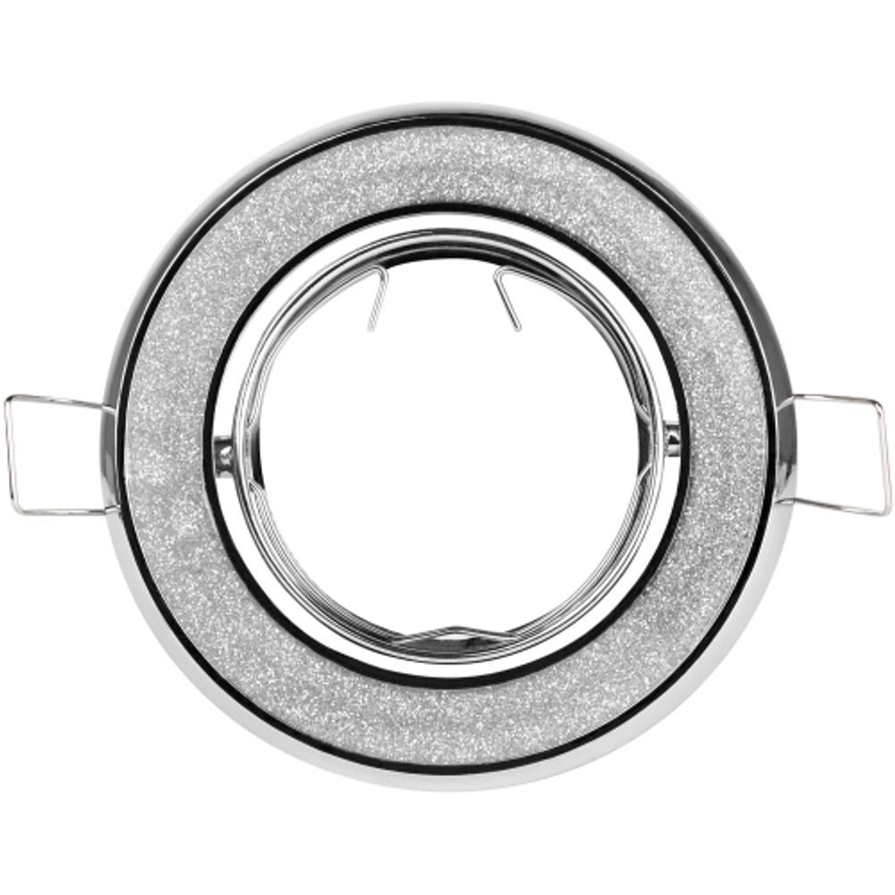 Светильник встраиваемый декоративный ЭРА DK18 CH/SH SL под лампу MR16 GU5.3 декор серебряный блеск/хром | Декоративные встраиваемые светильники