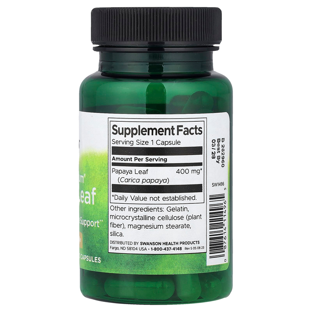 Swanson, Full Spectrum®, лист папайи, 400 мг, 60 капсул