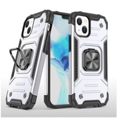 Противоударный чехол Strong Armour Case с кольцом для iPhone 13 Mini (Серебро)