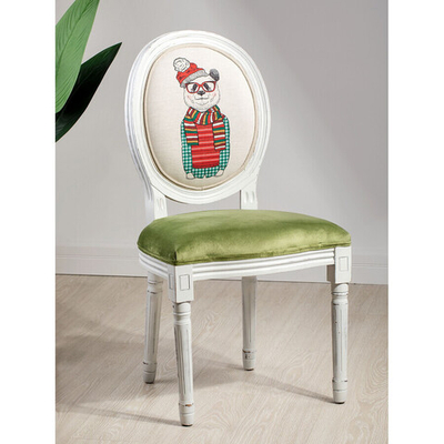 Стул "Медведь с шарфом" 48x46x96см Дерево/полиуретан/велюр/лён