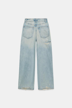 ZARA ДЖИНСЫ TRF СО СРЕДНЕЙ ПОСАДКОЙ И ОТЛОЖНЫМ ПОЯСОМ, ГОЛУБОЙ