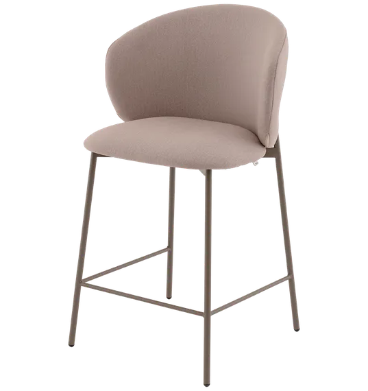 Полубарный стул Blaze 60 см, бежевый велюр, бежево-серые ножки