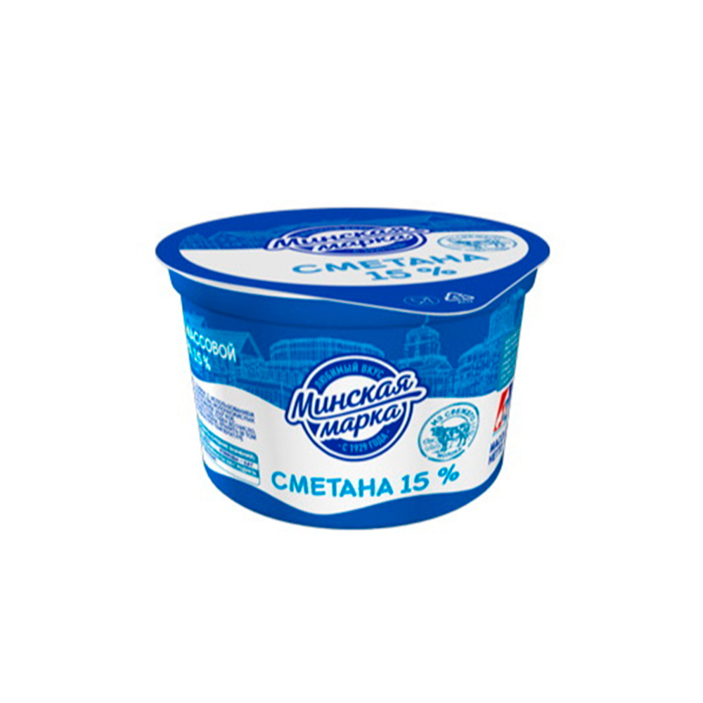 Сметана 15% 180 г, "Минская Марка", Беларусь